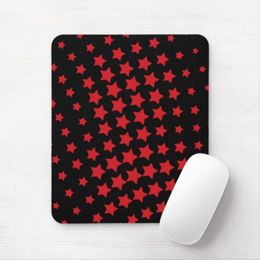 Mousepad, zwart, rood, abstract, sterren muismat (Met muis)