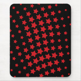Mousepad, zwart, rood, abstract, sterren muismat