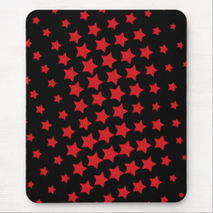 Mousepad, zwart, rood, abstract, sterren muismat