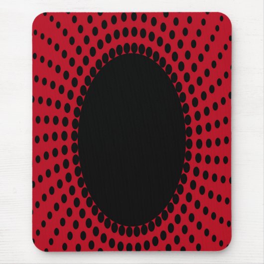 Mousepad, zwart, rood, abstract, stippen muismat (Voorkant)