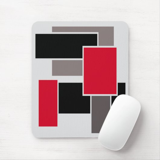 Mousepad, zwart, rood, grijs, abstract muismat (Met muis)