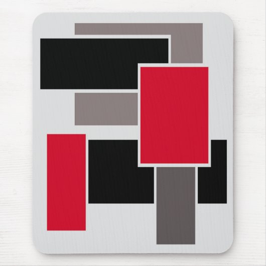 Mousepad, zwart, rood, grijs, abstract muismat (Voorkant)