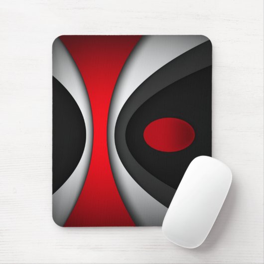 Mousepad, zwart, rood, grijs, wit, abstract muismat (Met muis)