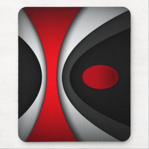 Mousepad, zwart, rood, grijs, wit, abstract muismat