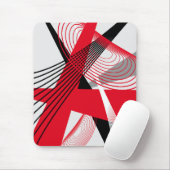 Mousepad, zwart, rood, grijs, wit, abstract muismat (Met muis)