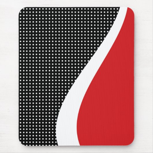 Mousepad, zwart, rood, wit, abstract, stippen muismat (Voorkant)