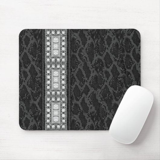 Mousepad Zwarte Lederen Diamanten (047-051) Muismat (Met muis)