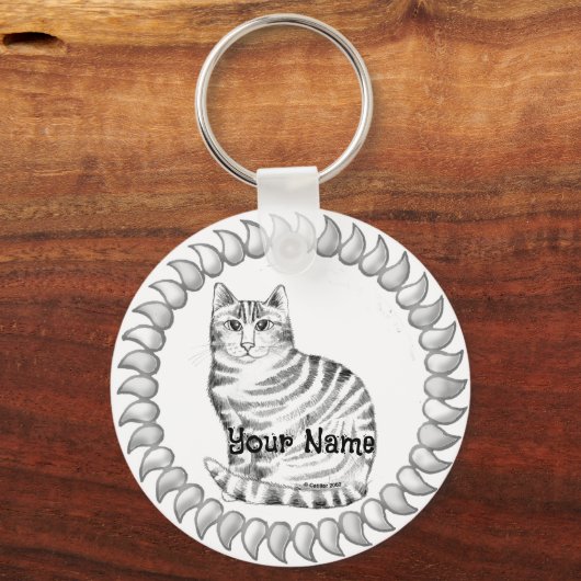 Mouser Tabby Cat Sleutelhanger (Voorkant)
