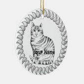 Mouser Tabby Kat Keramisch Ornament (Rechts)