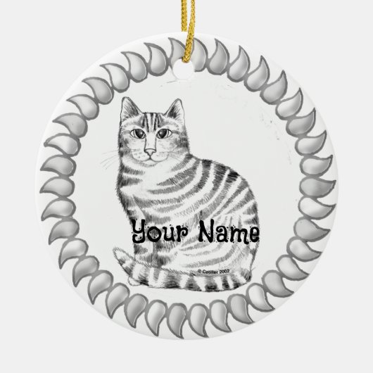 Mouser Tabby Kat Keramisch Ornament (Voorkant)