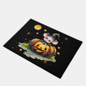 Mousey heks halloween deur mat zwarte achtergrond (Schuin)