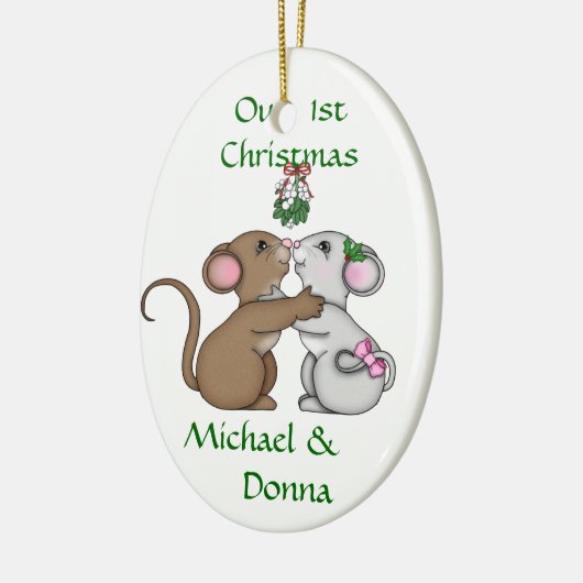 Mousey Love Kerstmis Keramisch Ornament (Links)