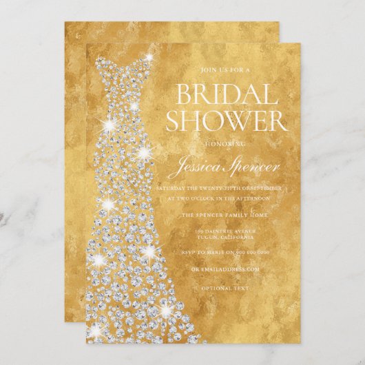 Mouskelende Diamond Weddenschap Golden Glitter Kaart (Voorkant / Achterkant)