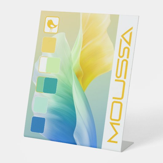 MOUSSA RECLAMEBORD MET VOETSTUK (Voorkant)