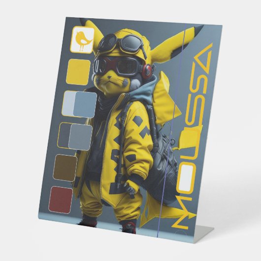 MOUSSA RECLAMEBORD MET VOETSTUK (Voorkant)