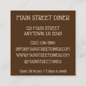 Moussaka Grieks mediterraan restaurant Diner Vierkante Visitekaartje (Achterkant)