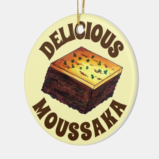 Moussaka Grieks-mediterraan voedseleiplant Aardapp Keramisch Ornament (Links)