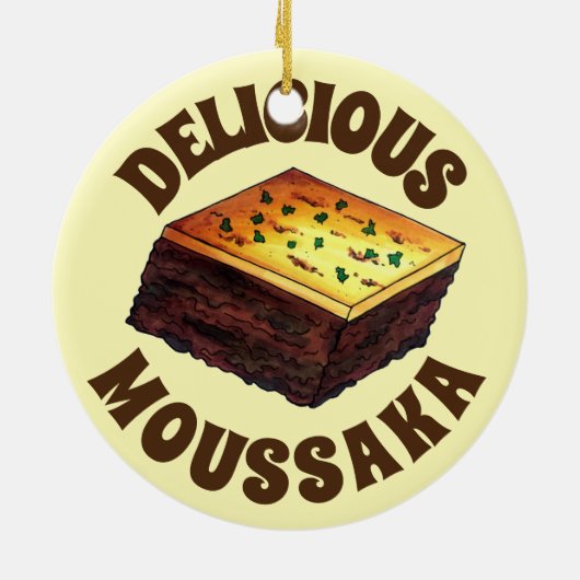 Moussaka Grieks-mediterraan voedseleiplant Aardapp Keramisch Ornament (Achterkant)