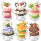 "Mousse Desserts" Assorted Vinyl Sticker Blad (Voorkant)