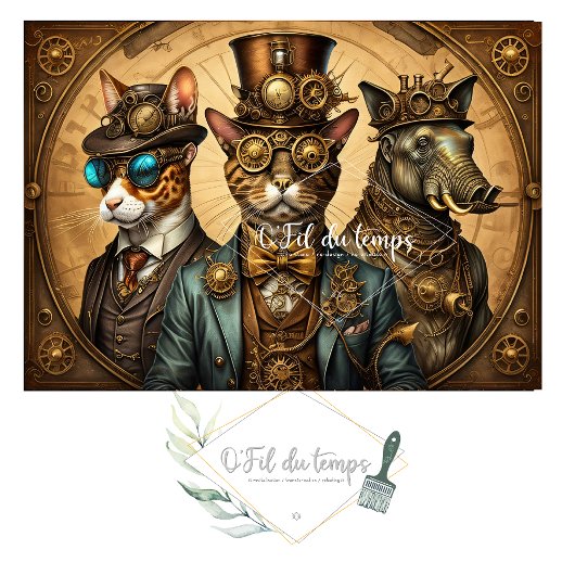 Mousseline Animal trio Steampunk Hat Tissue paper Tissuepapier