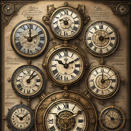 Mousseline Clocks and map Tissue paper Decoupage Tissuepapier