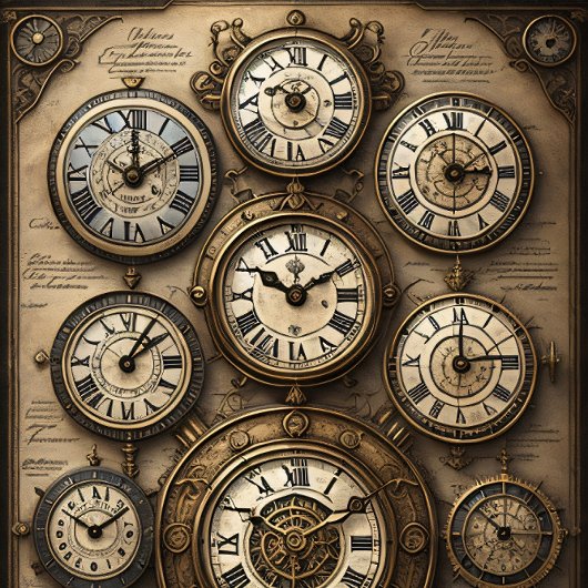 Mousseline Clocks and map Tissue paper Decoupage Tissuepapier