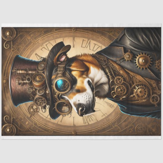 Mousseline Cute Dog Steampunk Hat Tissue paper Tissuepapier (Voorkant)