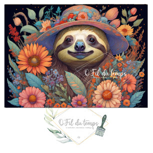 Mousseline Cute Sloth & Flower Hat v5 Tissue paper Tissuepapier
