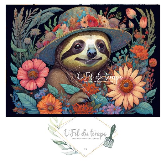 Mousseline Cute Sloth & Flower Hat v6 Tissue paper Tissuepapier