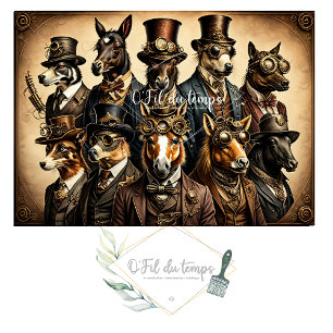 Mousseline Dog Family Steampunk Hat Tissue paper Tissuepapier