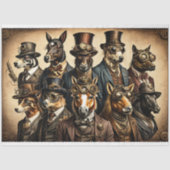 Mousseline Dog Family Steampunk Hat Tissue paper Tissuepapier (Voorkant)