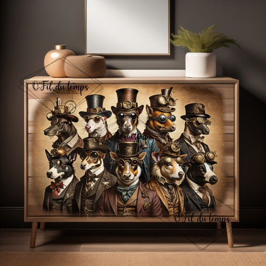 Mousseline Dogs Steampunk Hat Tissue paper Tissuepapier