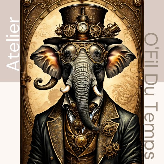 Mousseline Elephant Steampunk Hat Tissue paper Tissuepapier