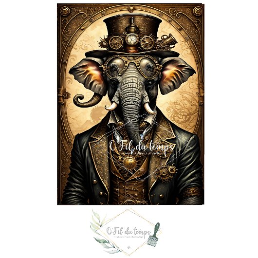 Mousseline Elephant Steampunk Hat Tissue paper Tissuepapier