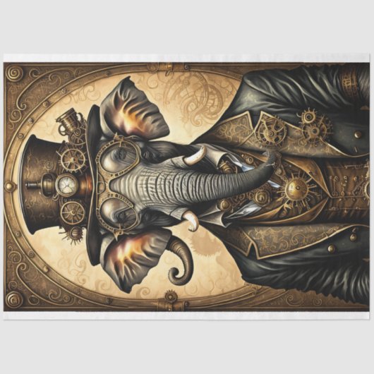 Mousseline Elephant Steampunk Hat Tissue paper Tissuepapier (Voorkant)