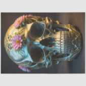 Mousseline Floral skull v3 Steampunk tissue paper Tissuepapier (Voorkant)