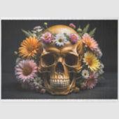 Mousseline Floral skull v7 Steampunk tissue paper Tissuepapier (Voorkant)