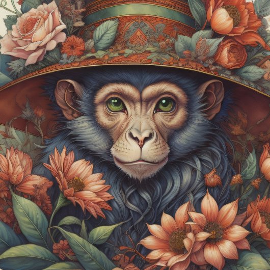 Mousseline Flower Hat cute chimp v10 Tissue paper Tissuepapier