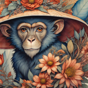 Mousseline Flower Hat cute chimp v11 Tissue paper Tissuepapier