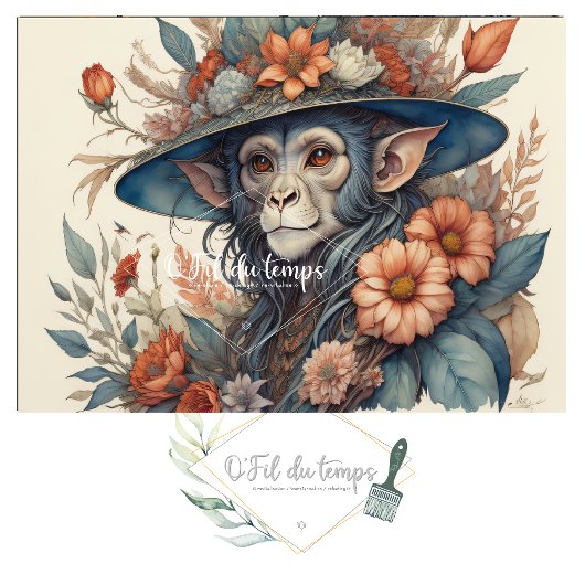 Mousseline Flower Hat cute chimp v12 Tissue paper Tissuepapier