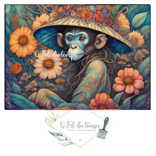Mousseline Flower Hat cute chimp v13 Tissue paper Tissuepapier