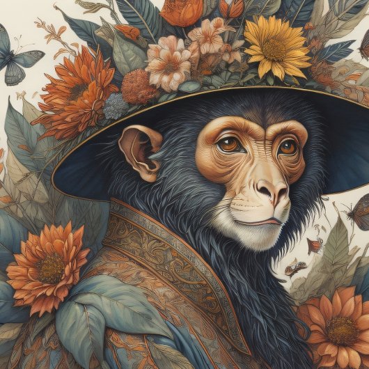 Mousseline Flower Hat Monkey chimp v5 Tissue paper Tissuepapier