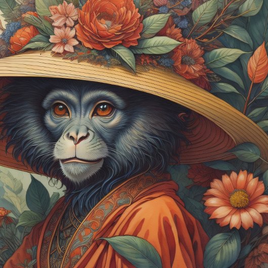 Mousseline Flower Hat Monkey chimp v6 Tissue paper Tissuepapier