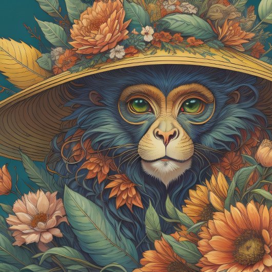 Mousseline Flower Hat Monkey chimp v7 Tissue paper Tissuepapier