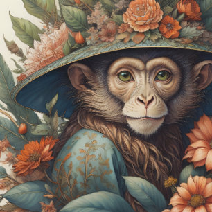 Mousseline Flower Hat Monkey chimp v9 Tissue paper Tissuepapier