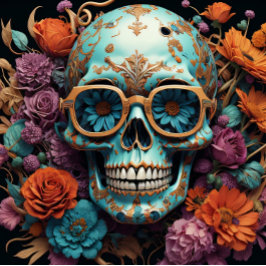 Mousseline Flower Skull Paper v2- tissuepapier