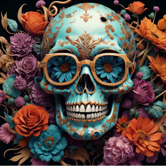 Mousseline Flower Skull Paper v2- tissuepapier