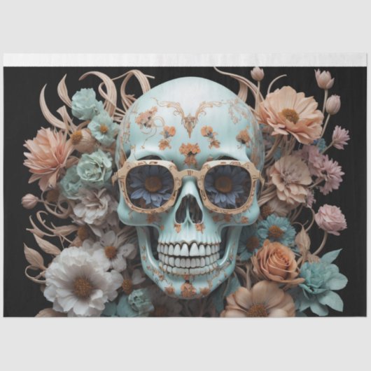 Mousseline Flower skull-papier Tissuepapier (Voorkant)