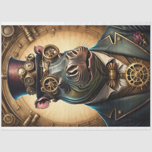 Mousseline Hippopotamus Steampunk Hat Tissue paper Tissuepapier (Voorkant)