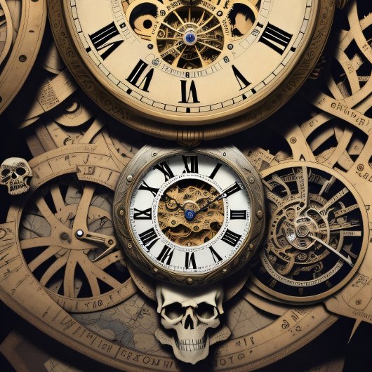 Mousseline Steampunk watches skulls Tissue paper Tissuepapier